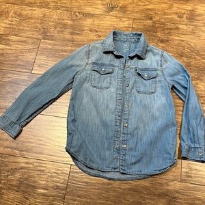 GAP kids light soft denim long sleeve button down top